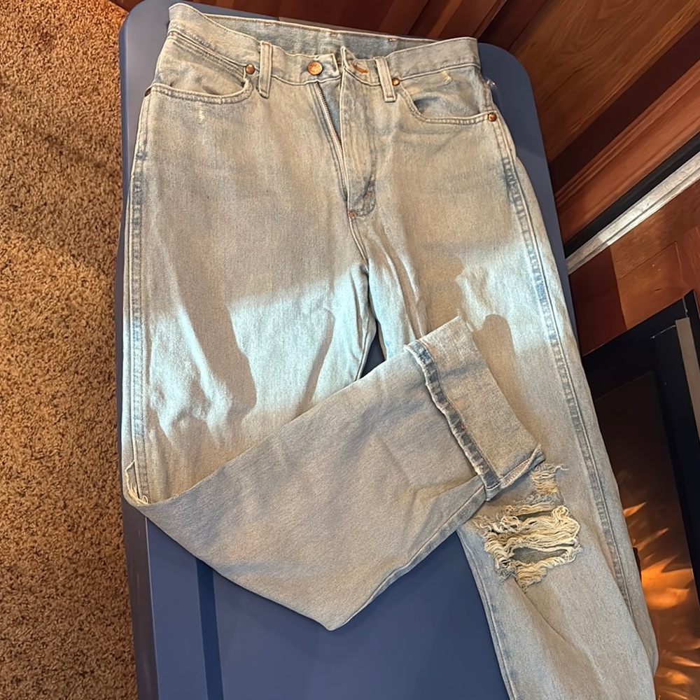 Wrangler Blue High Rise Distressed Jeans